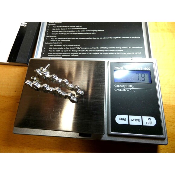 Genuine Old Mine Cut Diamond Sterling Silver Tennis Earrings 1.35 CT 7.9gr - Picture 3 of 7